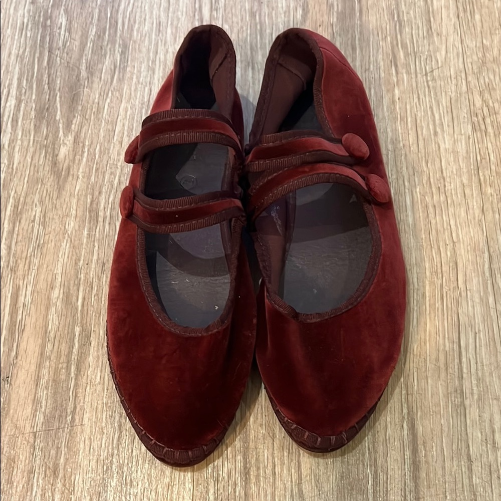 Italian style flabelus Burgundy Velvet Women's Shoes
